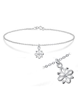 Flower and Square Silver Bracelet BRS-191